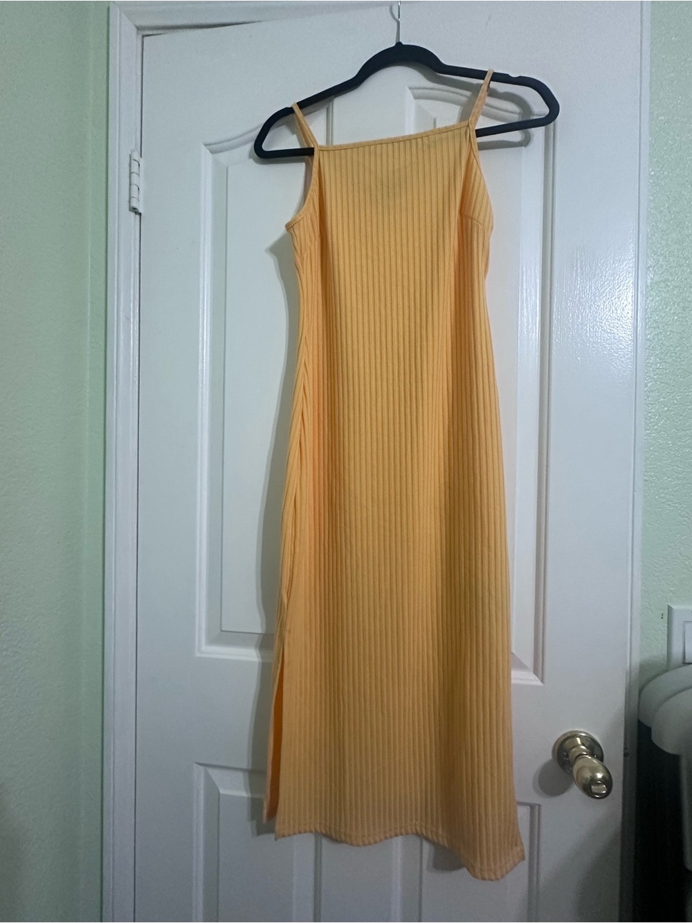 Sleeveless Ribbed Slip Dress - Yellow